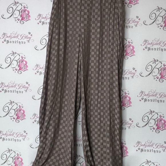 Gap pants wide leg Checkered Brown and Tan pants - Picture 5 of 9